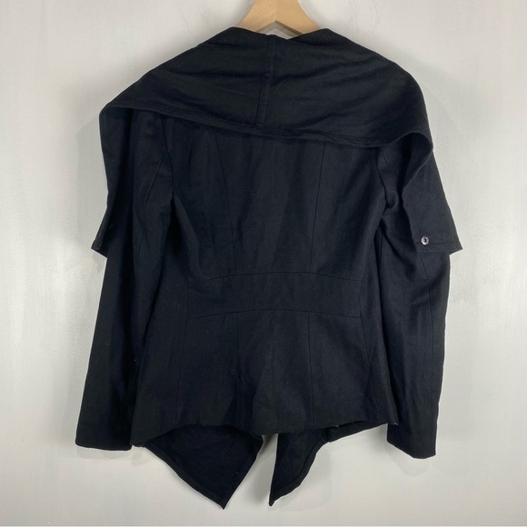 Bardot Asymmetrical Open Front Flowy Wool Blend Blazer Cardigan Jacket Coat 2 - Picture 7 of 7